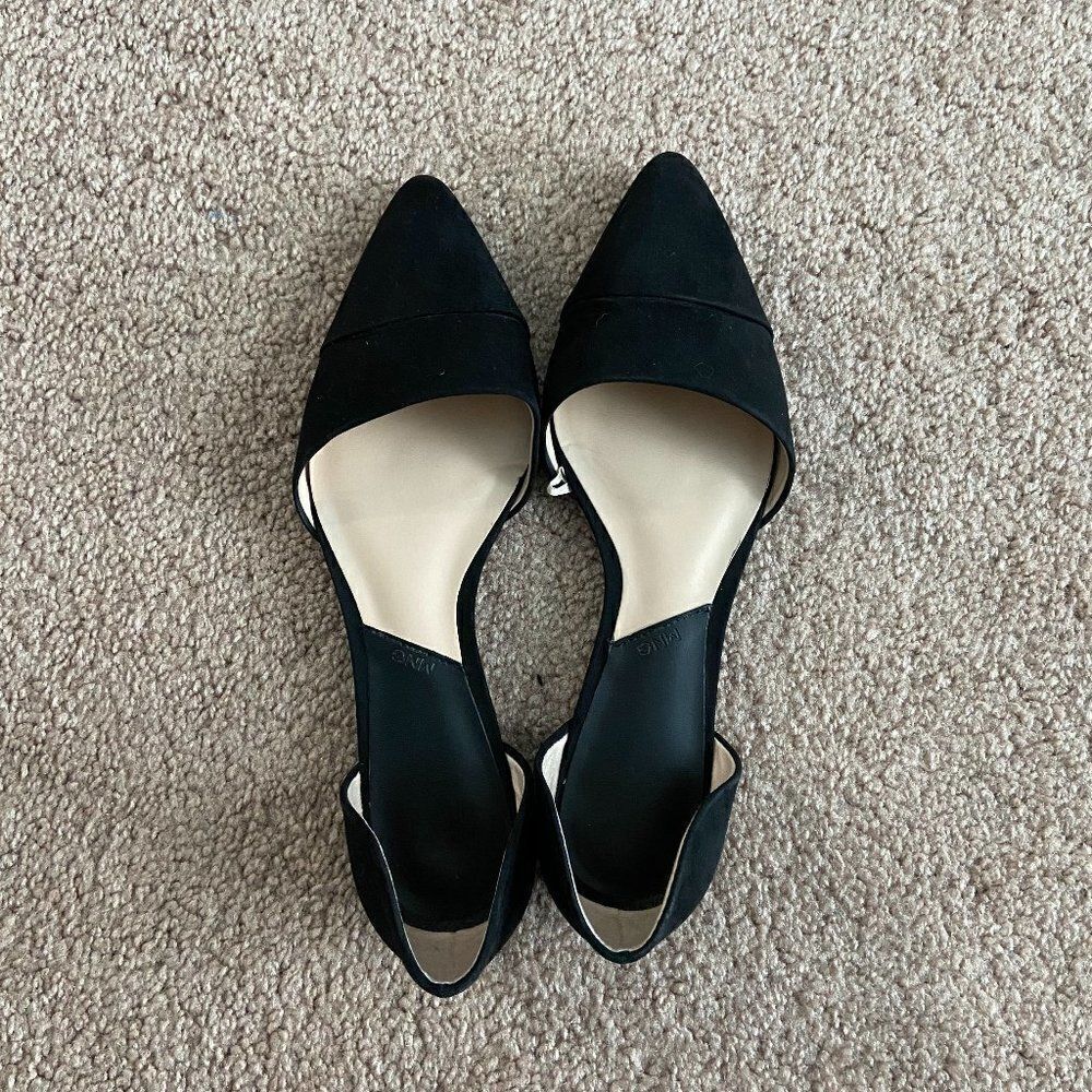 Mango Black Suede Pointy Flats
